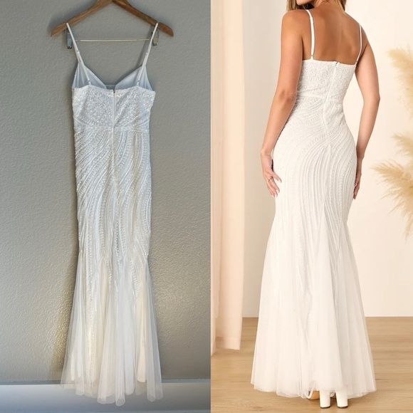 Enchanted Nights White Sequin Mermaid Maxi Dress - Picture 3 of 9